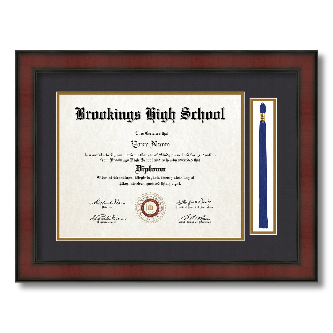 ArtToFrames 11x14 inch Diploma Frame with Tassel Opening - Framed with Black and Gold Mats, Comes with Regular Acrylic and Sawtooth Hanger for Wall Hanging (DT-11x14)